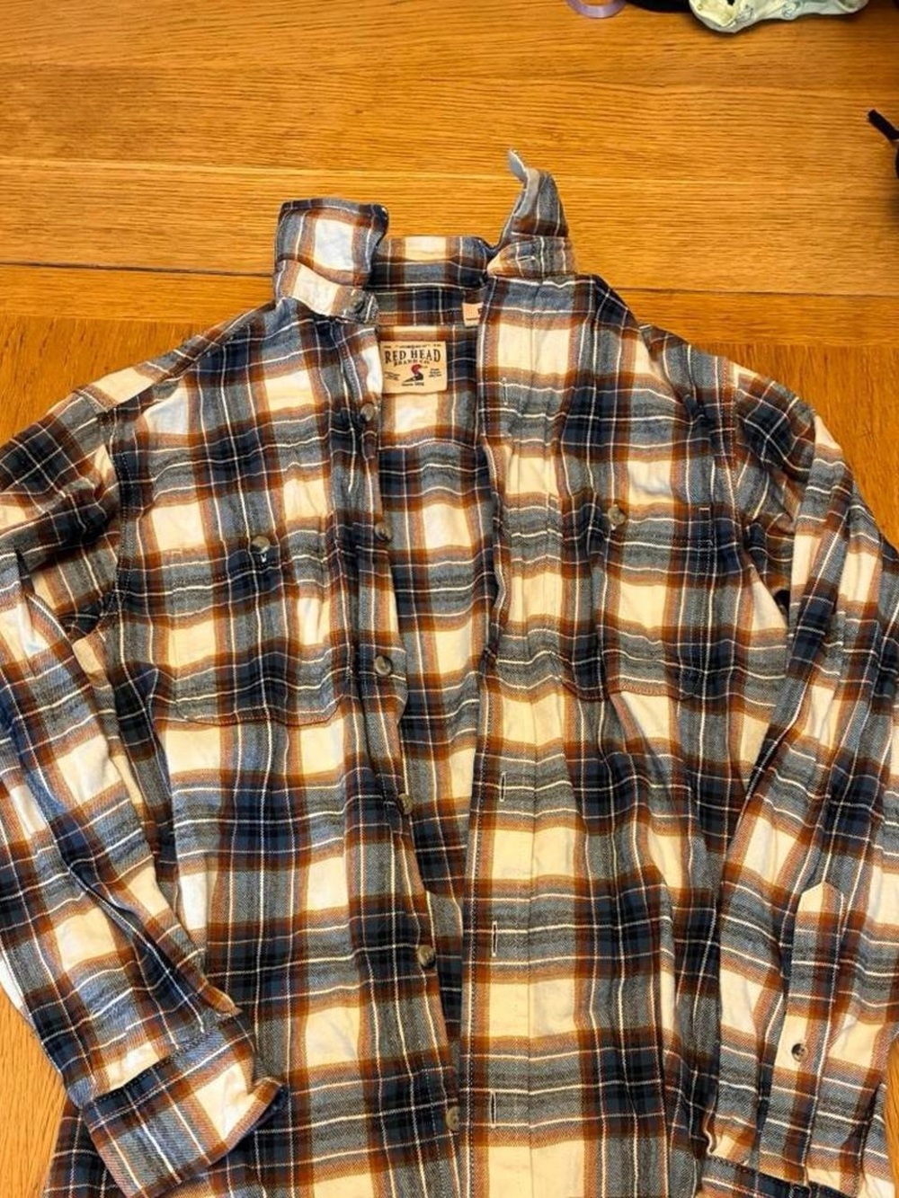 RedHead Plaid Button-Front Jacket in Blue, Brown & White
